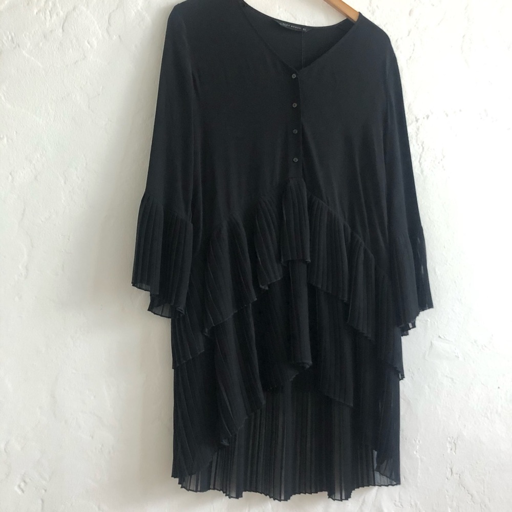 Zara black pleated short dress/tunic